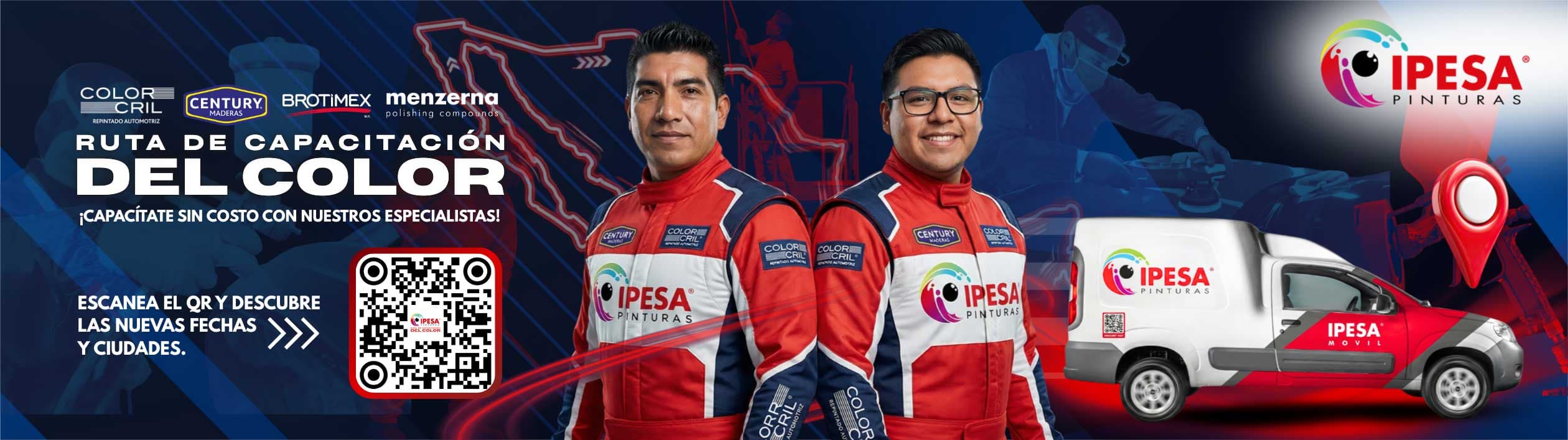 Ruta de capacitación del color IPESA: capacitación sin costo con especialistas y consulta de fechas mediante código QR.