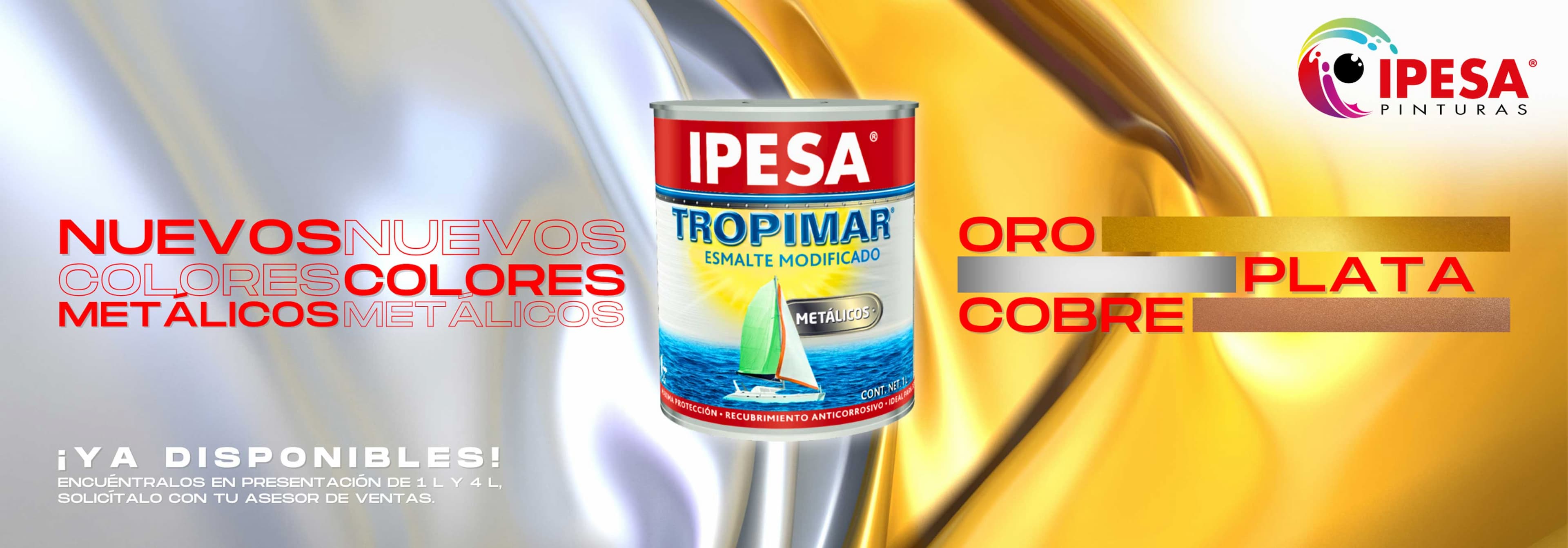 Nuevos colores metálicos oro, plata y cobre del esmalte modificado Tropimar de IPESA.